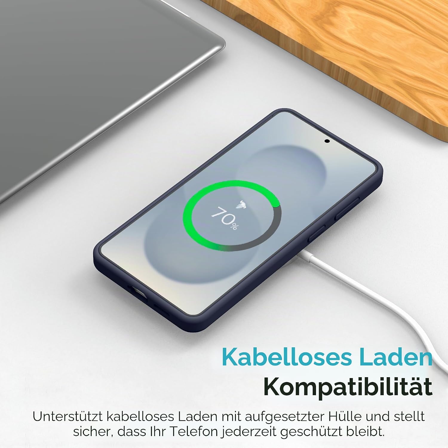 Detalle de INGIDO Hülle für Samsung Galaxy S26 Plus – Liquid Silikon Schutzhülle mit Kameraschutz, Mitternachtsblau (6,7 Zoll, 2026)