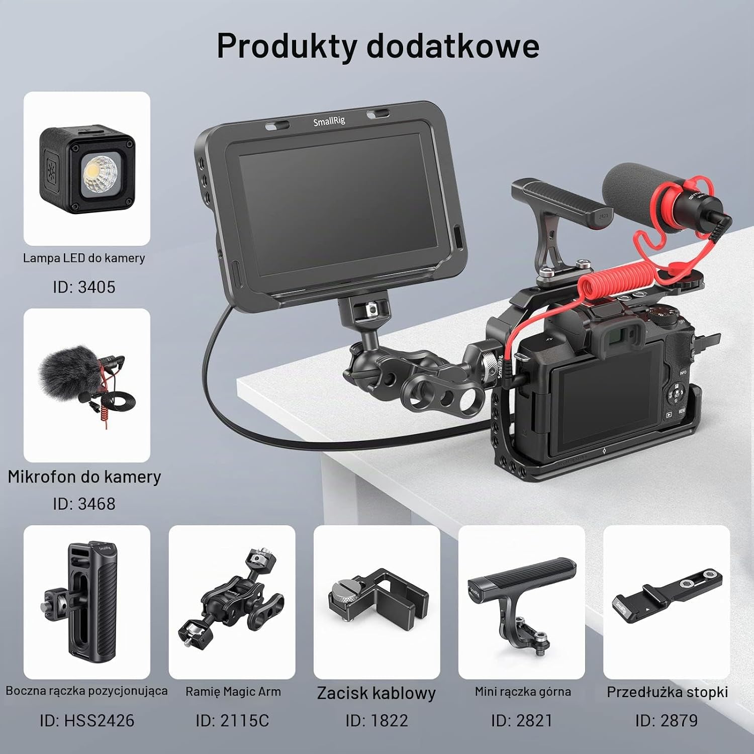 Thumbnail 6 de SMALLRIG 2168 klatka do Canon EOS M50/M50 II i M5 z uchwytem, szyną NATO i płytką Arca