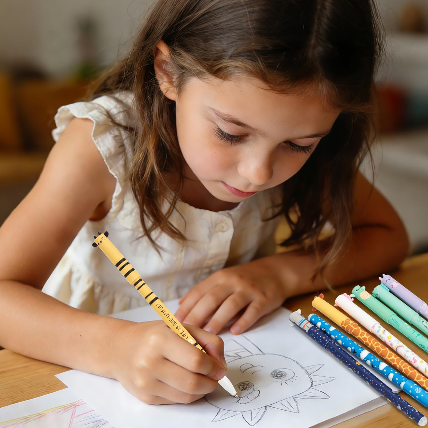 Thumbnail 5 de Zouwel radierbare Gelstifte im 8er-Set (0,5 mm Spitze) – mit Tier- und Weltraum-Motiven