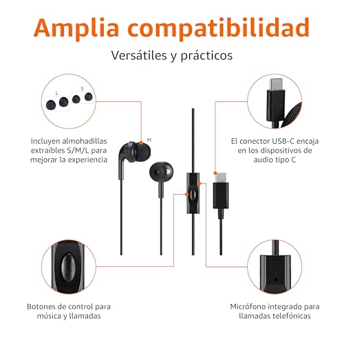 Detalle 2 de Amazon Basics Alámbrico USB-C auriculares intraurales