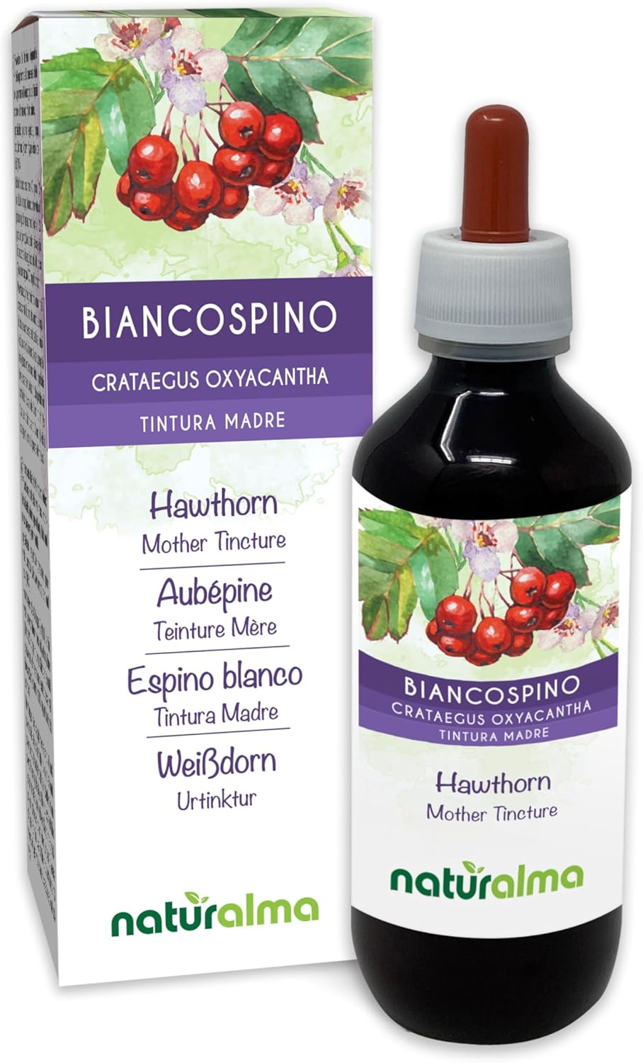 Detalle de Biancospino Biancospino (Crataegus oxyacantha) foglie e fiori - Tintura Madre analcoolica 200 ml di Naturalma
