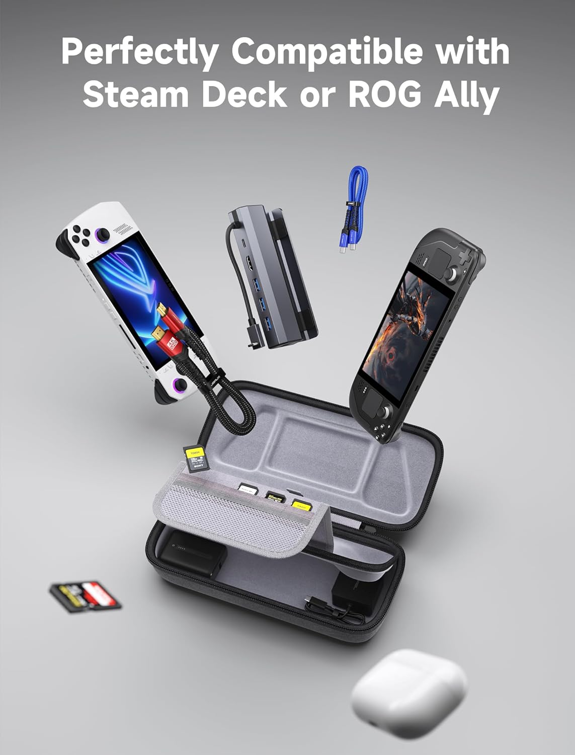 Thumbnail 3 de JSAUX Étui rigide pour Steam Deck OLED / ROG Ally X avec chargeur intégré et rangement BG0106X