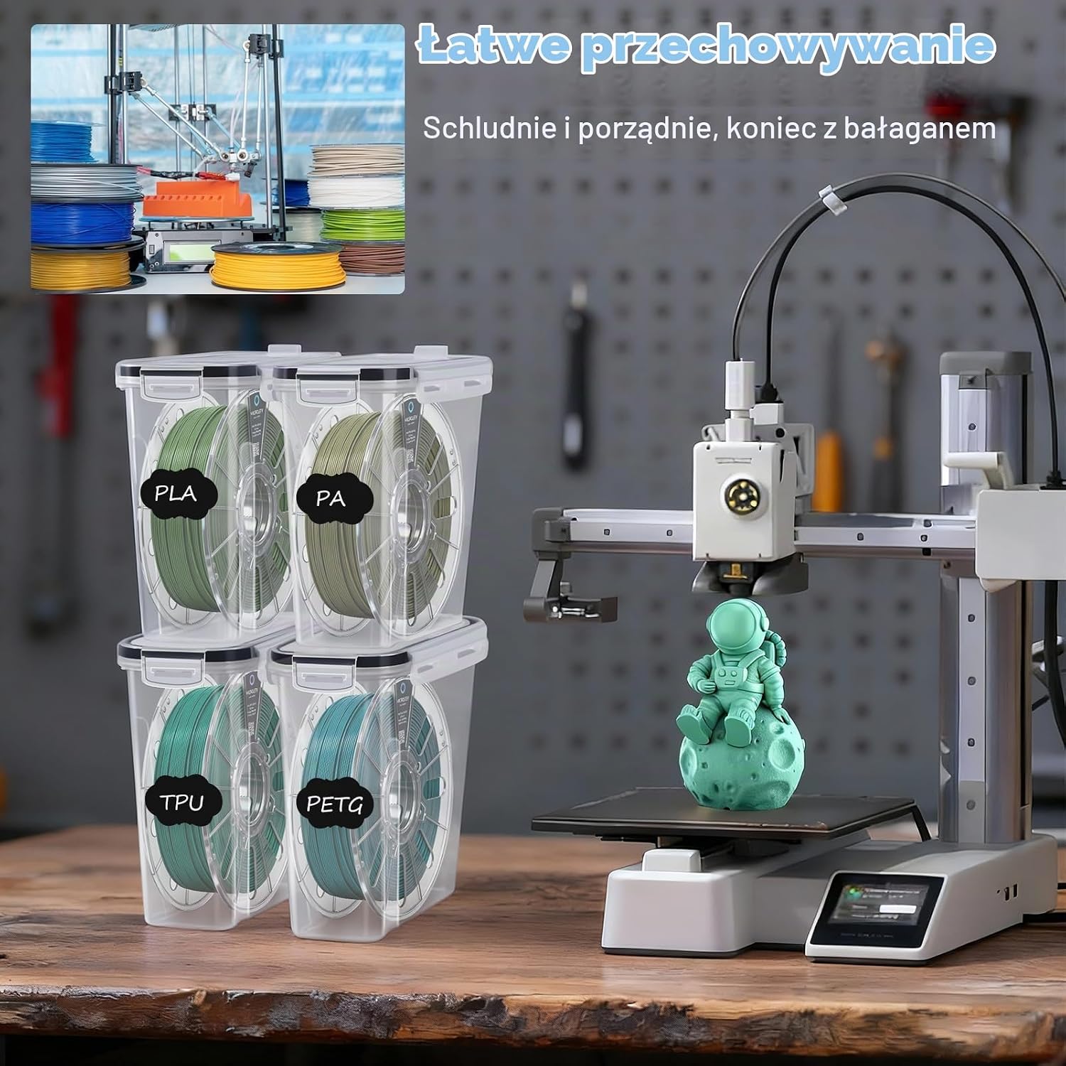 Thumbnail 5 de Wiseten – 4 pojemniki na filament 3D, 4 l, silikonowa uszczelka