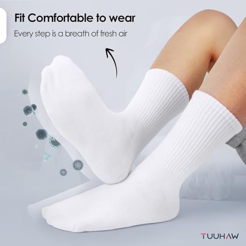Thumbnail 5 de TUUHAW Chaussettes Homme 43-46 Blanche – Chaussettes de Tennis en Coton