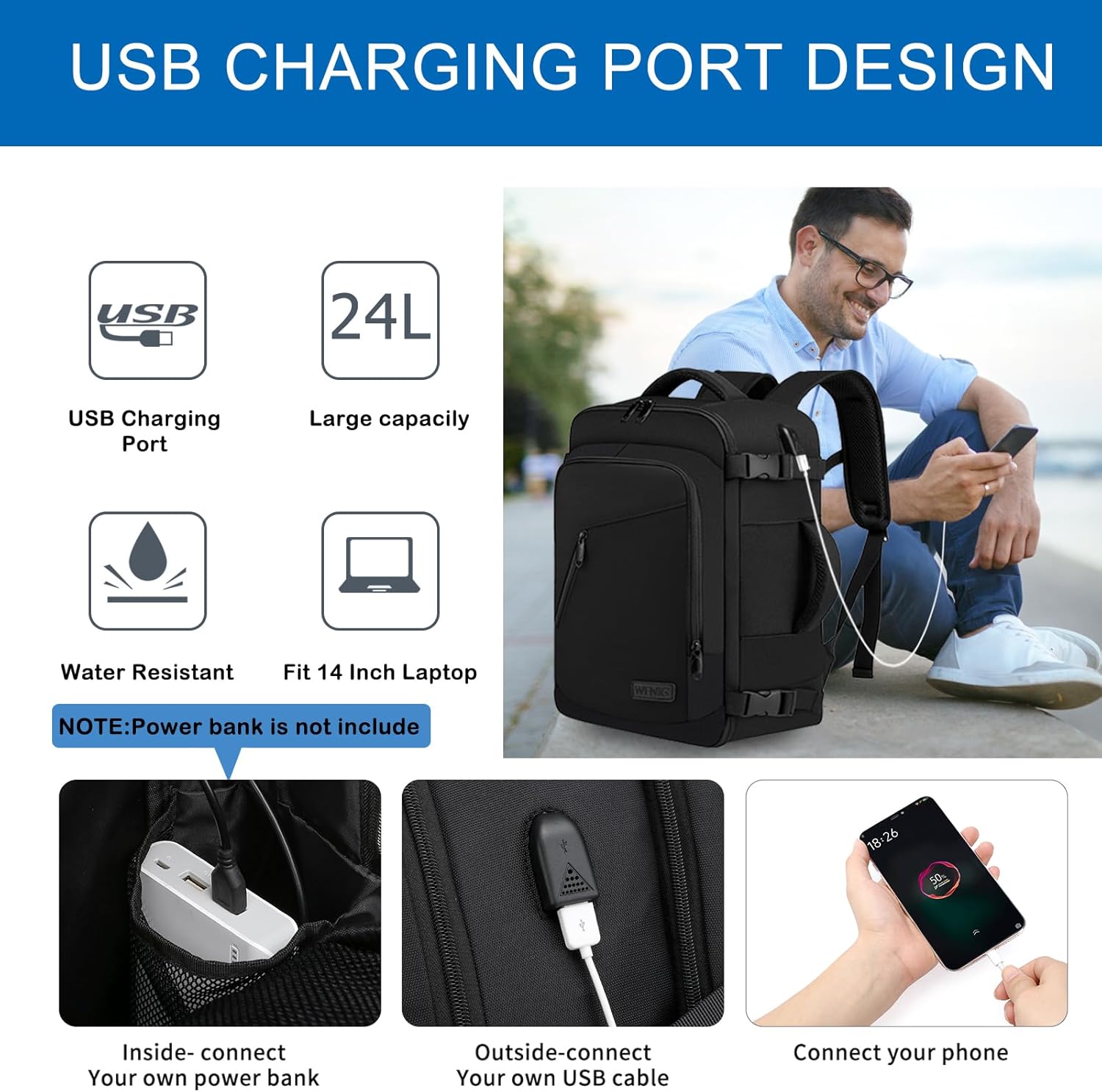 Thumbnail 6 de WENIG Mochila Viaje Cabina 40x30x20