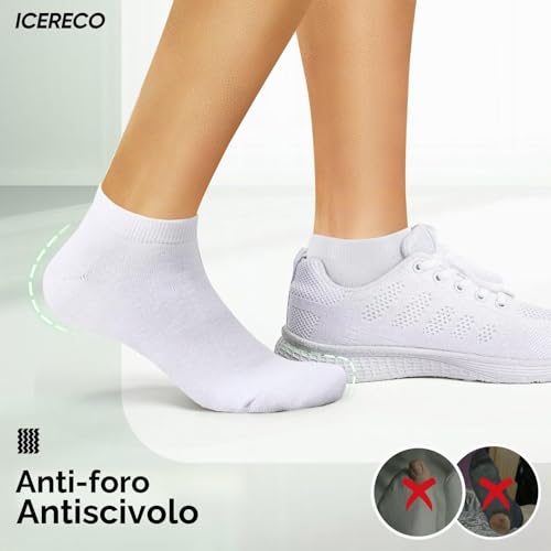 Detalle de IceReco 10 Paia Calze Corte da Uomo e Donna in Cotone Grigio – Comfort e Prestazioni Breathable