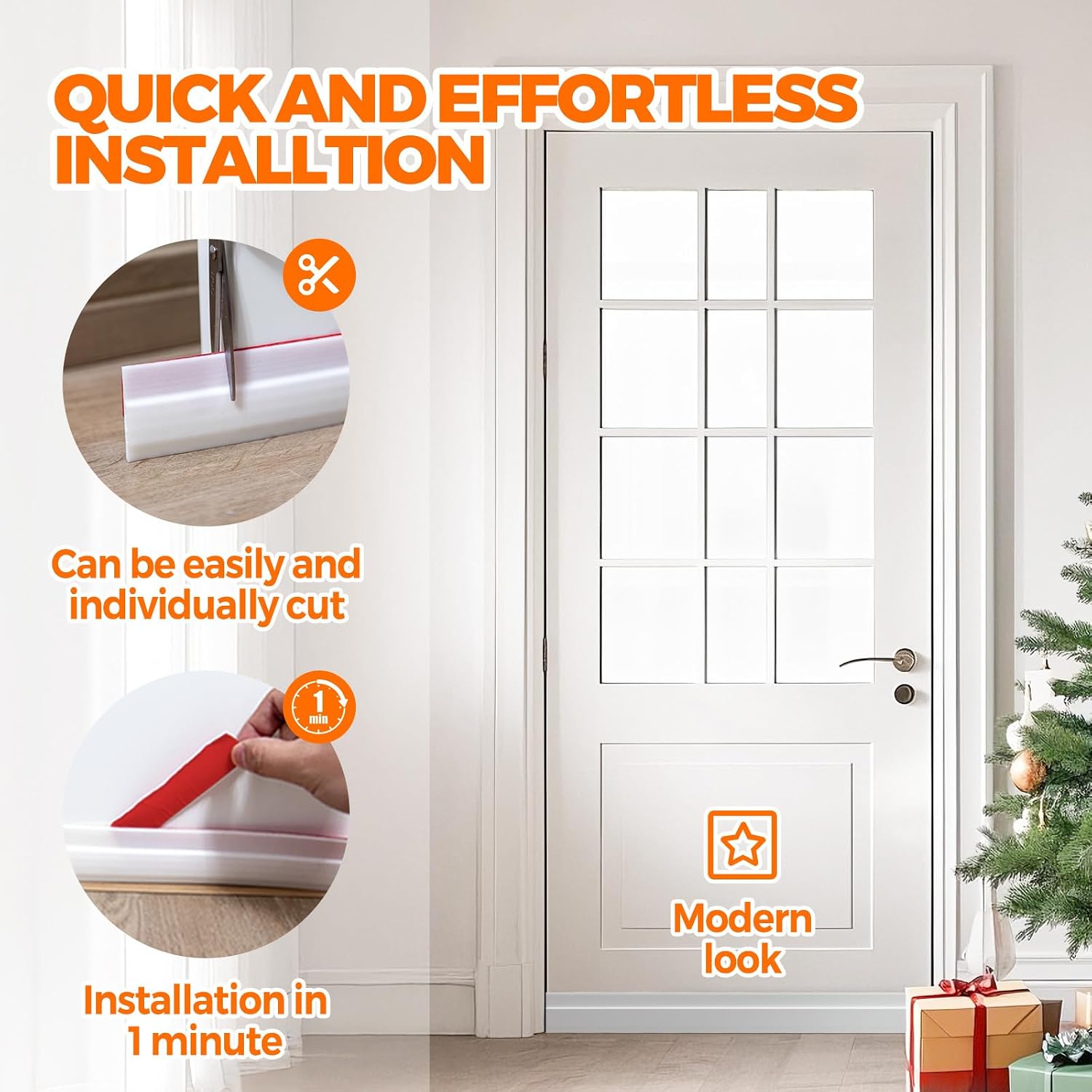 Detalle 2 de Holikme 8541850979 41-Inch Door Draft Stopper, White Silicone Seal