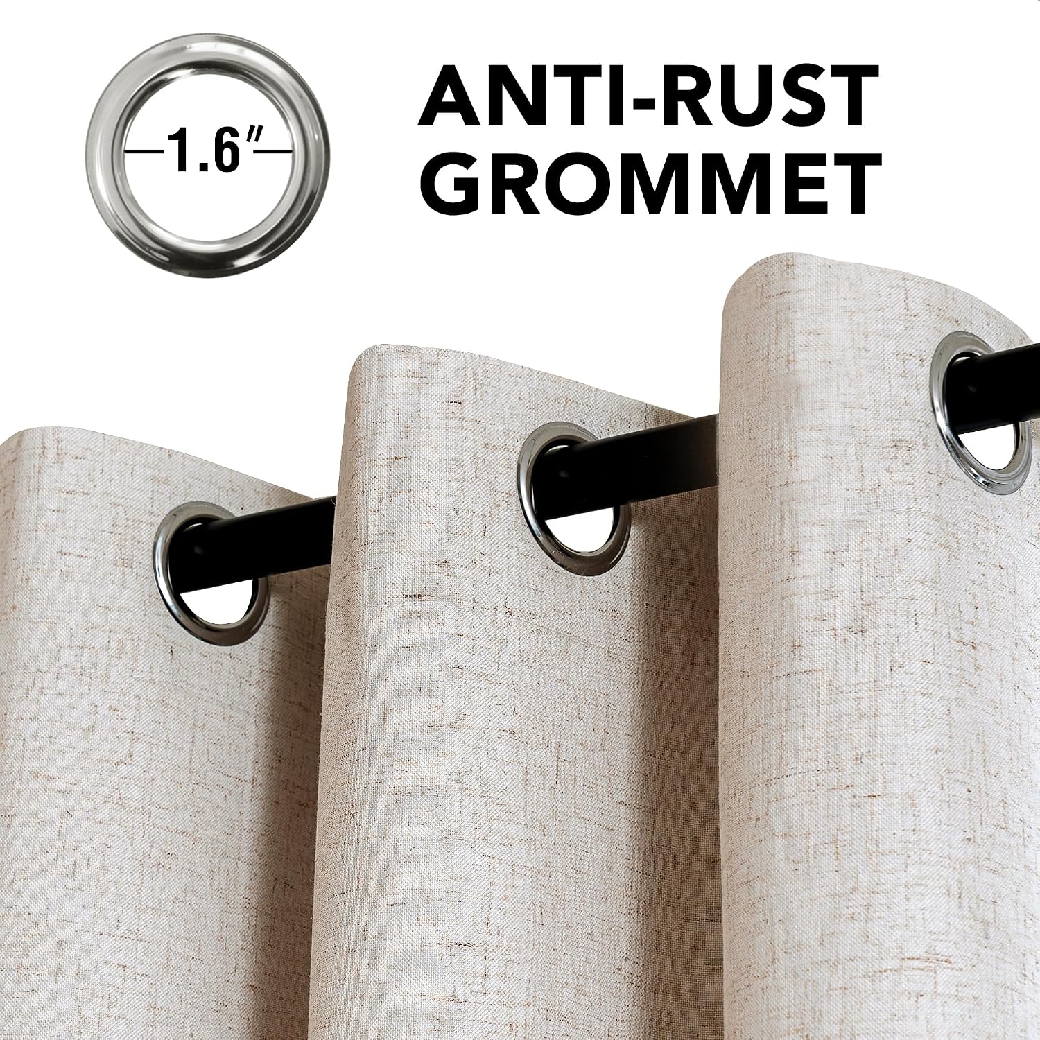 Thumbnail 2 de H.VERSAILTEX Linen Blackout Curtains (100% Blackout) with Nickel Grommets, 2 Panels, 84 inch Length