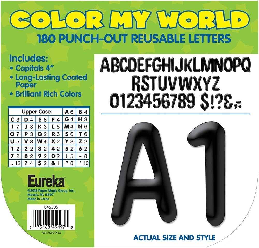 Detalle de Eureka Bulletin Board Letters, 180-Piece Set