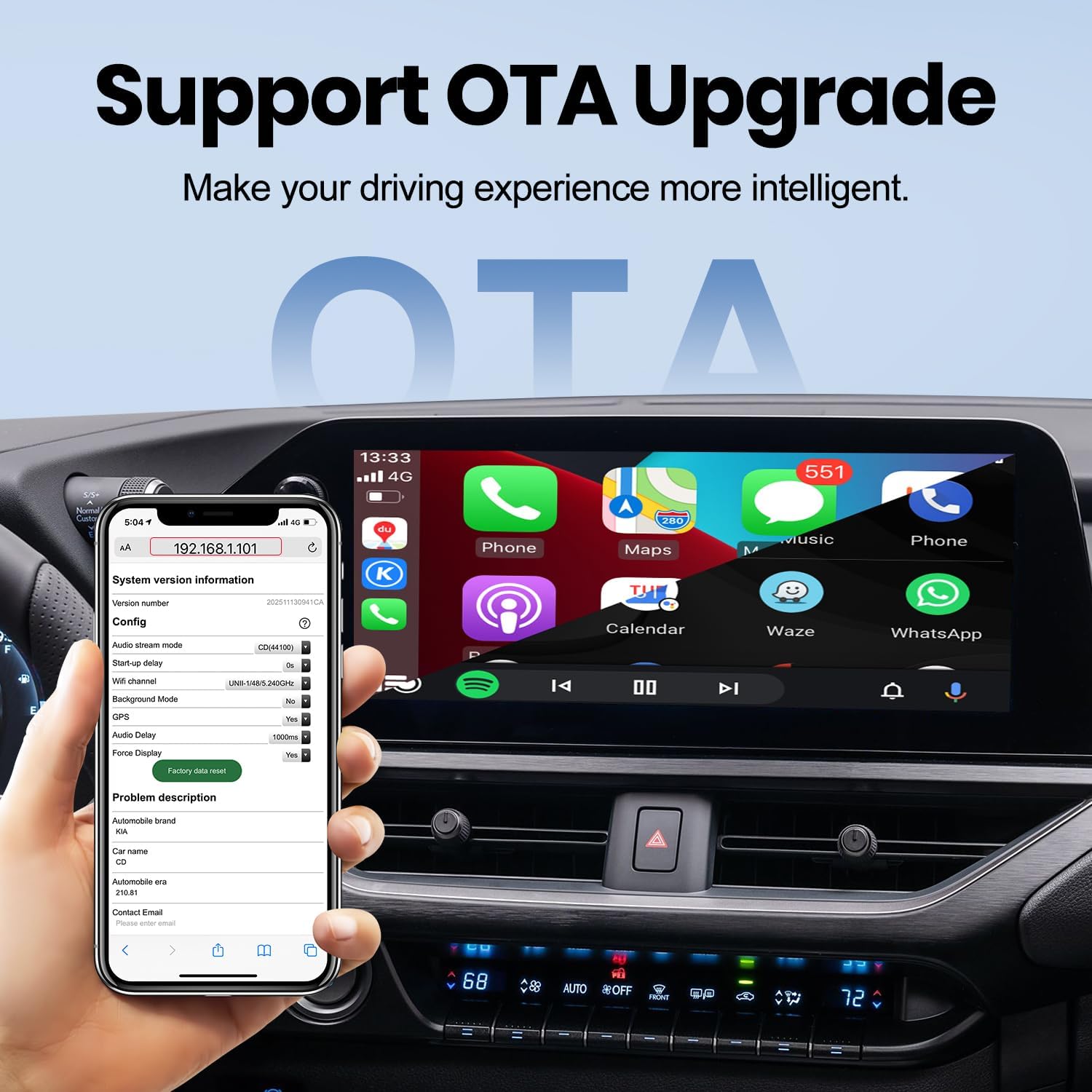 Detalle de MMB CP-Ultra 2026 Wireless CarPlay Adapter (Wi‑Fi 6 + Bluetooth 5.4, Plug & Play)
