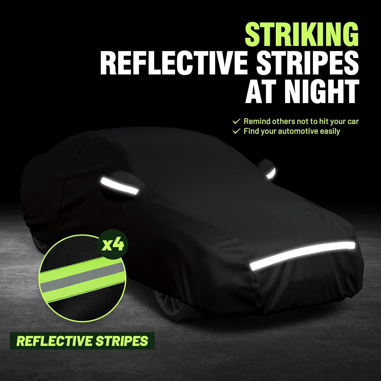 Thumbnail 4 de Favoto sedan car cover waterproof breathable with right-side zipper, universal fit 177–194 inches (black)