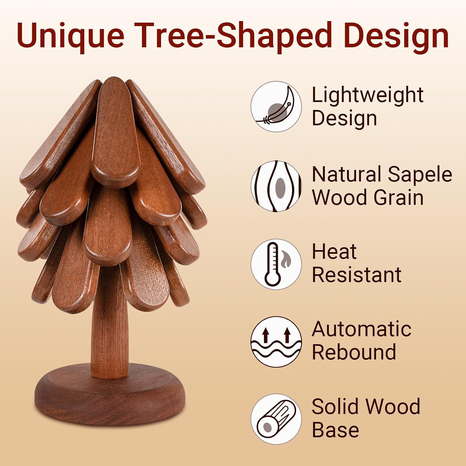 Thumbnail 4 de Wooden Tree Trivets, Sapele Wood