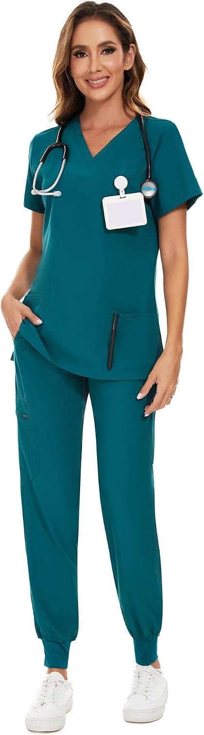 Detalle de COZYFIT Women's Scrub Set, V-Neck