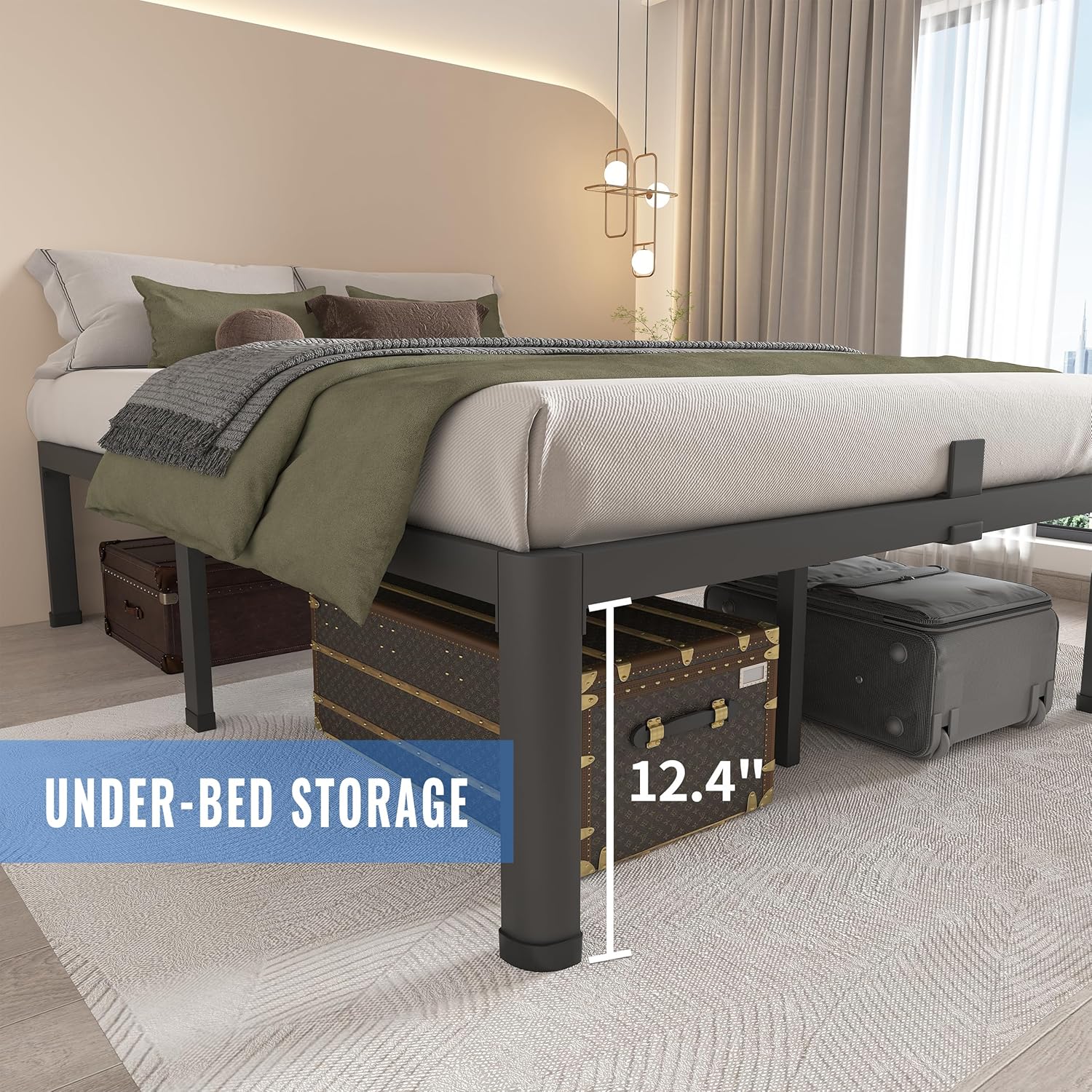 Thumbnail 4 de MAF 14 Inch Twin Metal Platform Bed Frame with 3000 LBS Steel Slats Support
