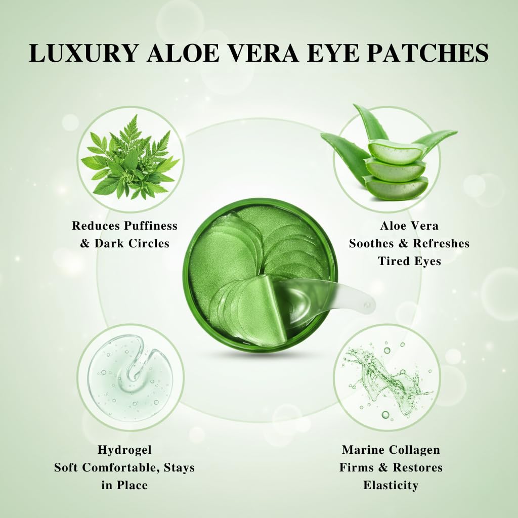 Thumbnail 3 de 60 Stück Aloe Vera Hyaluronsäure Augenpads gegen Augenringe, Schwellungen und Tränensäcke