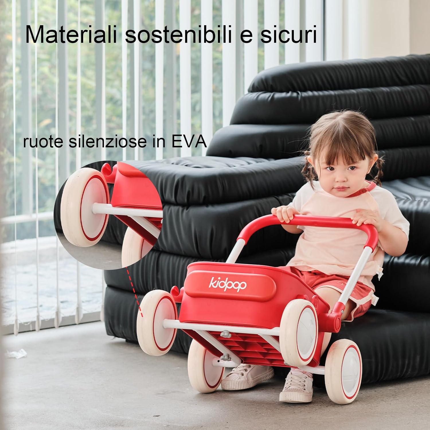 Thumbnail 2 de Kidpop PULA girello e carrello per bambini 6-18 mesi, rosso, portata 15 kg