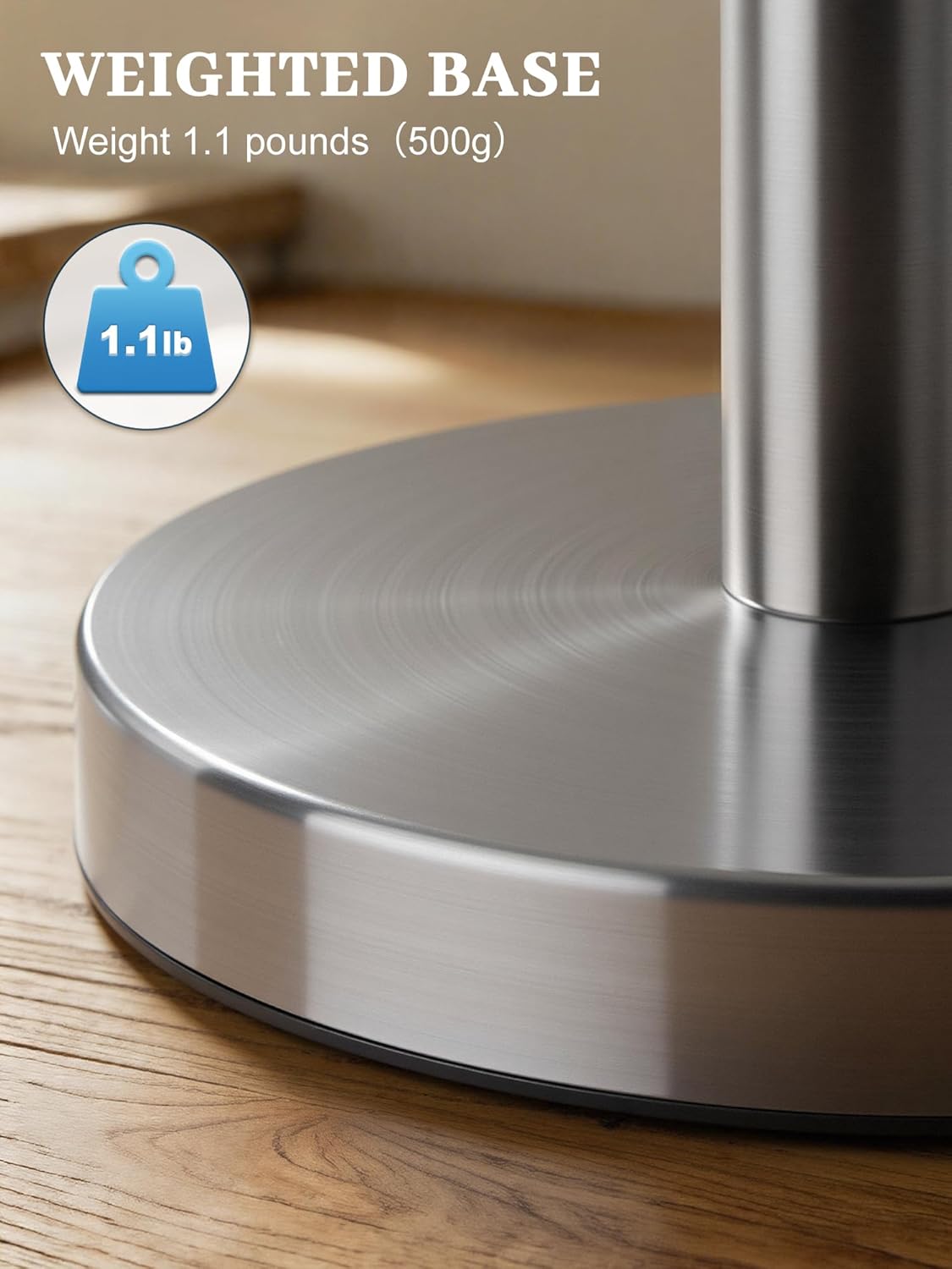 Thumbnail 3 de SMARTAKE Stainless Steel Paper Towel Holder with Weighted Base and Non-Slip Suction