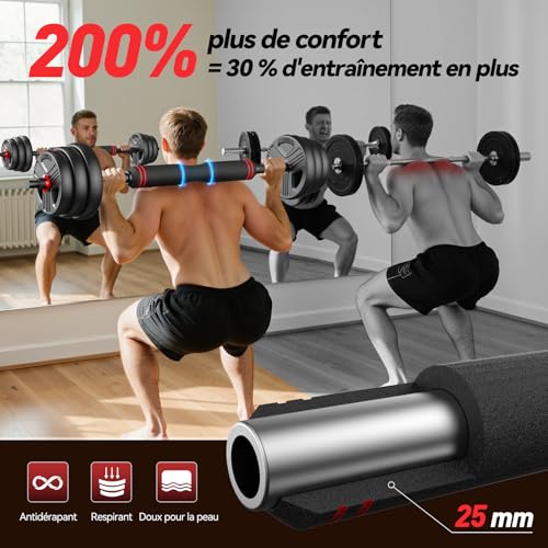 Thumbnail 5 de FEIERDUN kit d’haltères 5-en-1 réglable, haltères, barre et kettlebell