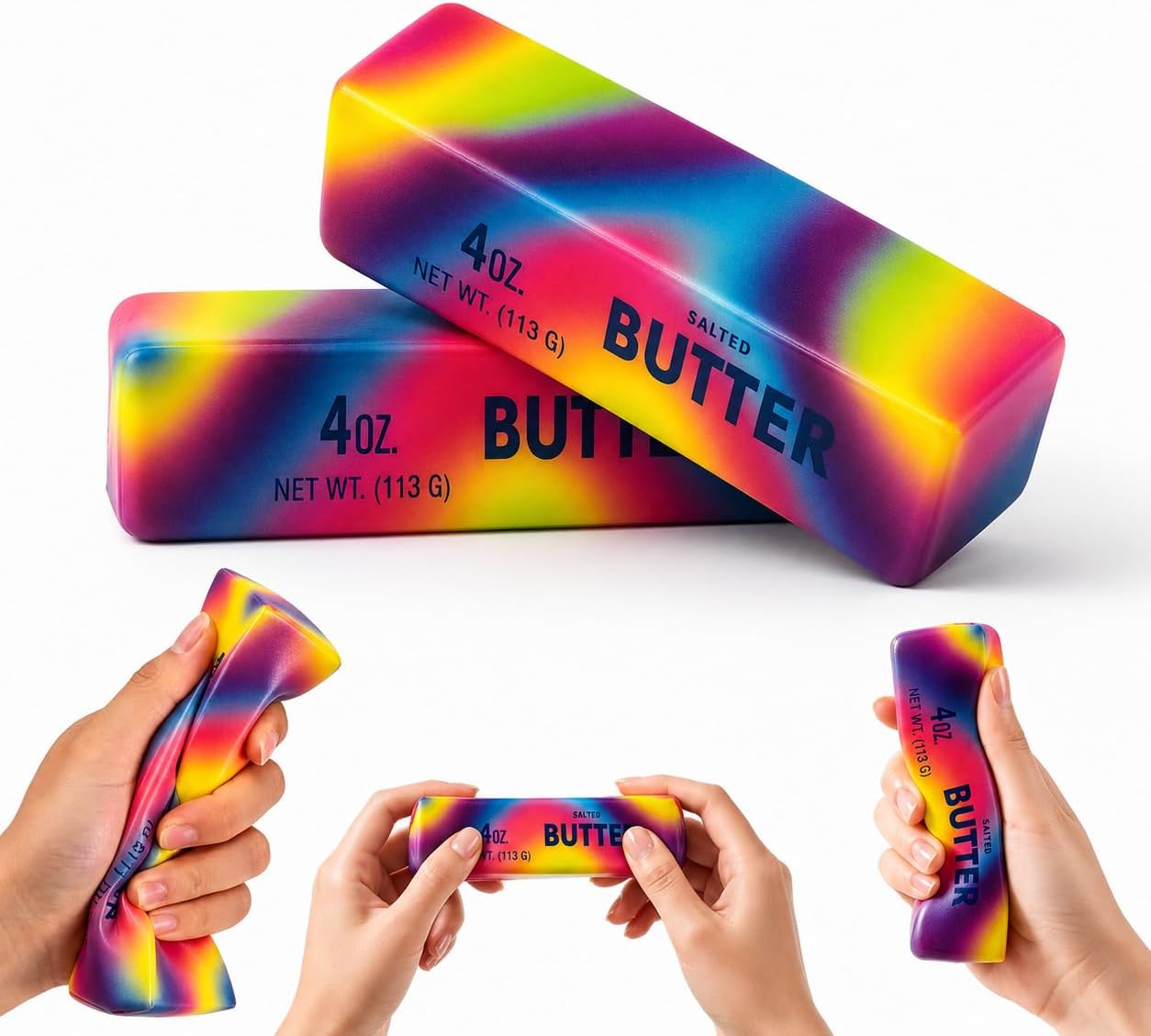 Detalle de Rainbow Butter Squishy Toys Set of 2: Cute Rainbow Butter Squishies for Stress Relief