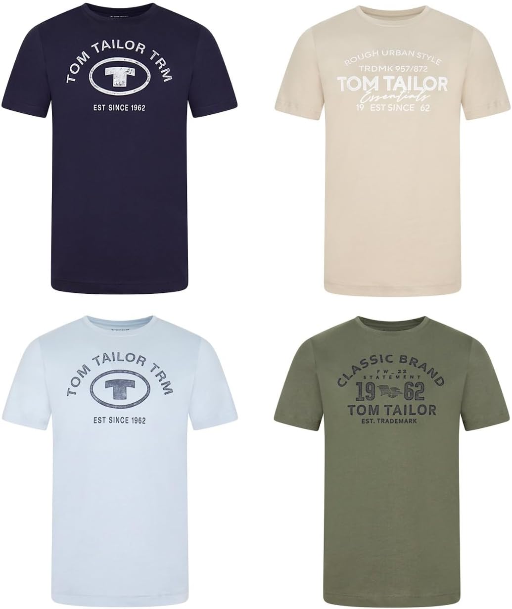 Thumbnail 6 de TOM TAILOR Herren-T-Shirts (Regular Fit) im 4er-Pack aus 100% Baumwolle mit Rundhals-Logoprint