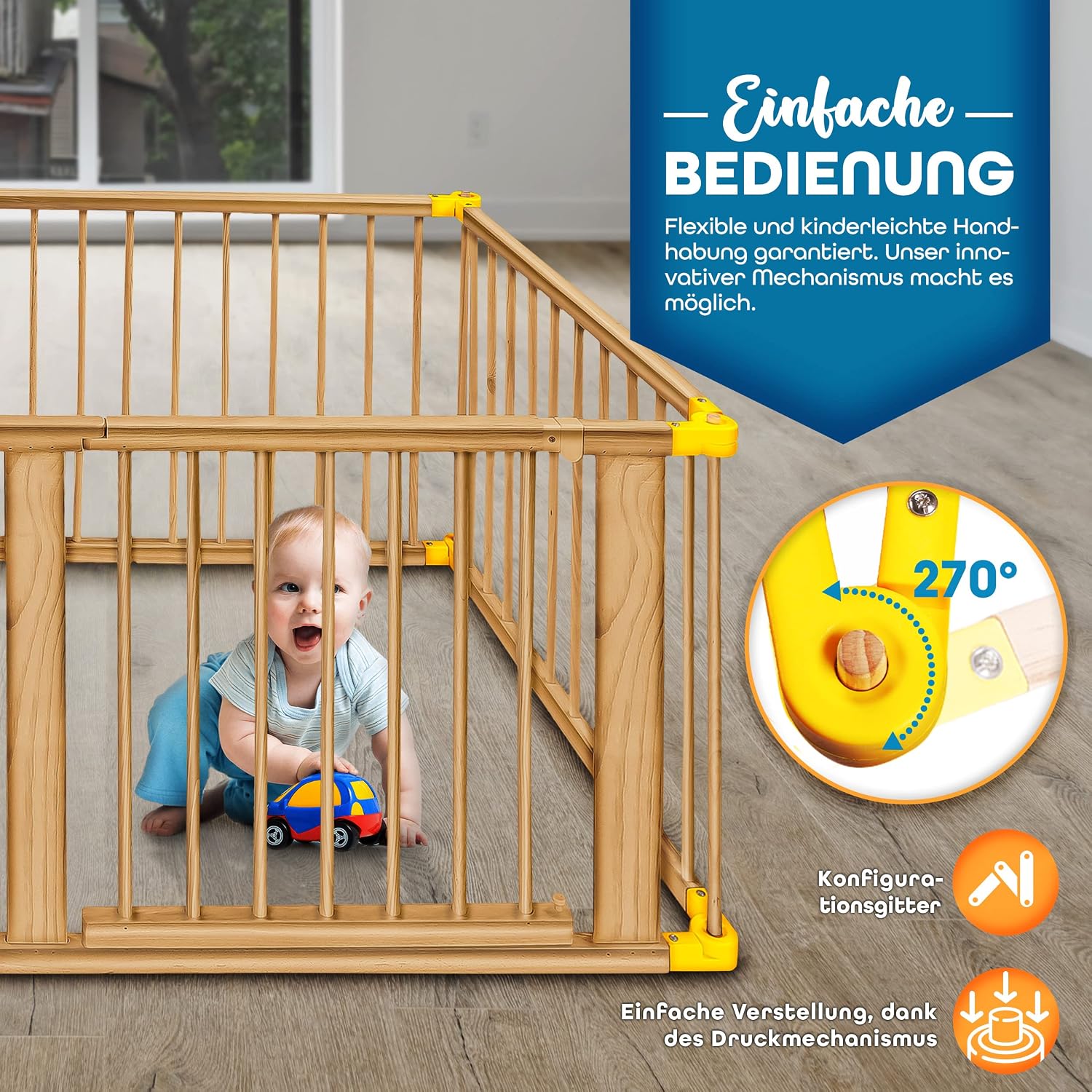 Thumbnail 3 de KIDUKU 7,2 Meter XXL Laufgitter klappbar – 8 Elemente, inkl. Tür
