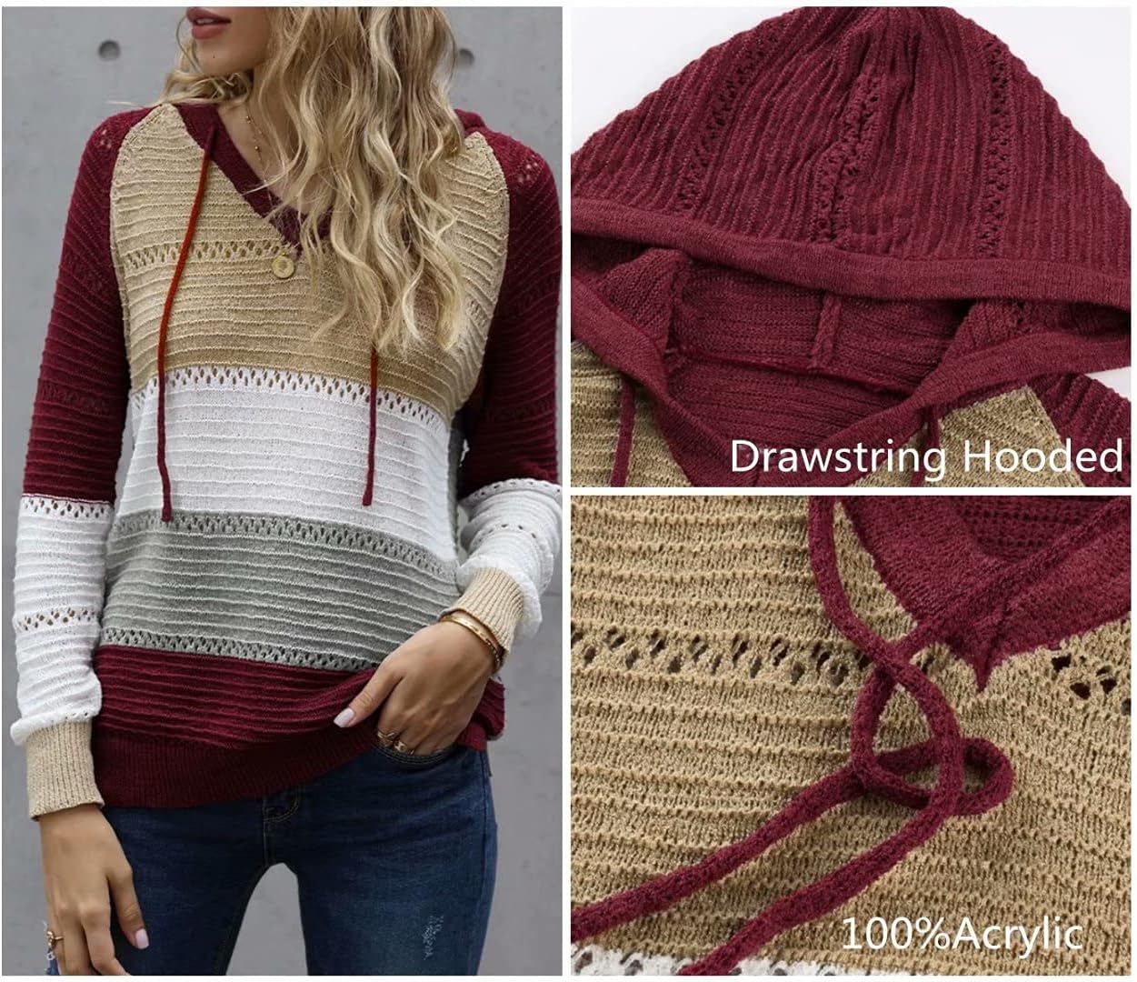 Detalle de BLENCOT Women's Knit Hoodie Sweater