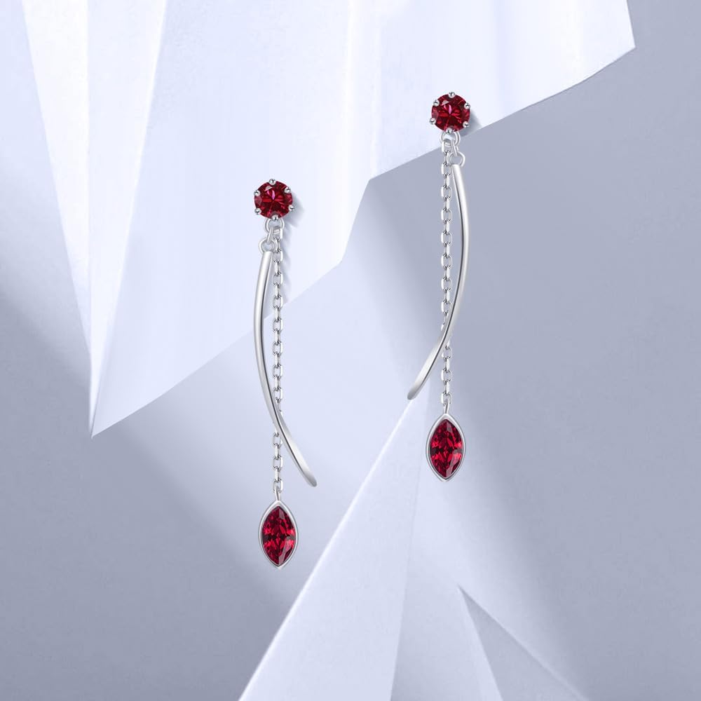 Thumbnail 1 de PHNIBIRD Boucles d'oreilles femme argent 925 avec pierre de naissance – goutte pendante