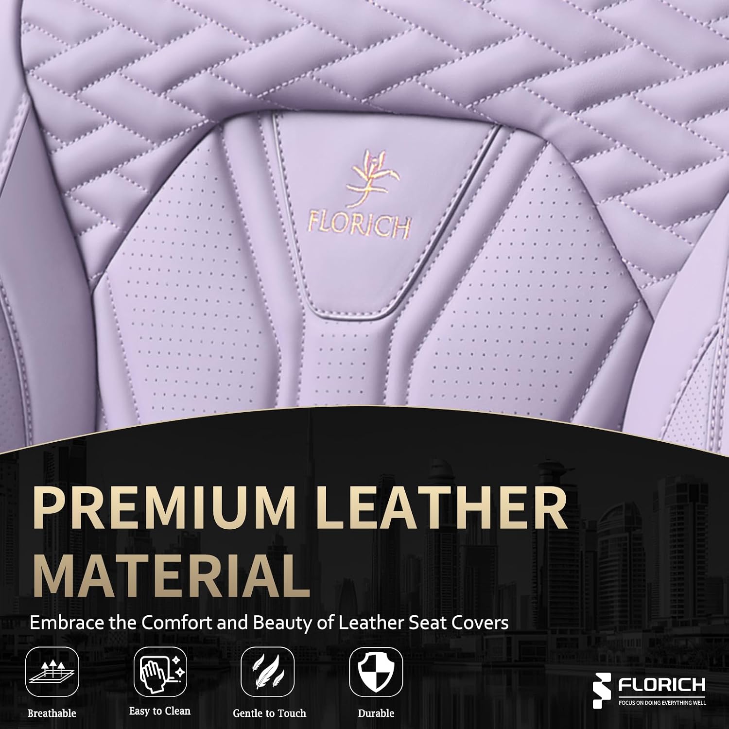 Thumbnail 6 de FLORICH Leather Seat Covers Full Set in Purple — 360° Protection for Most Cars