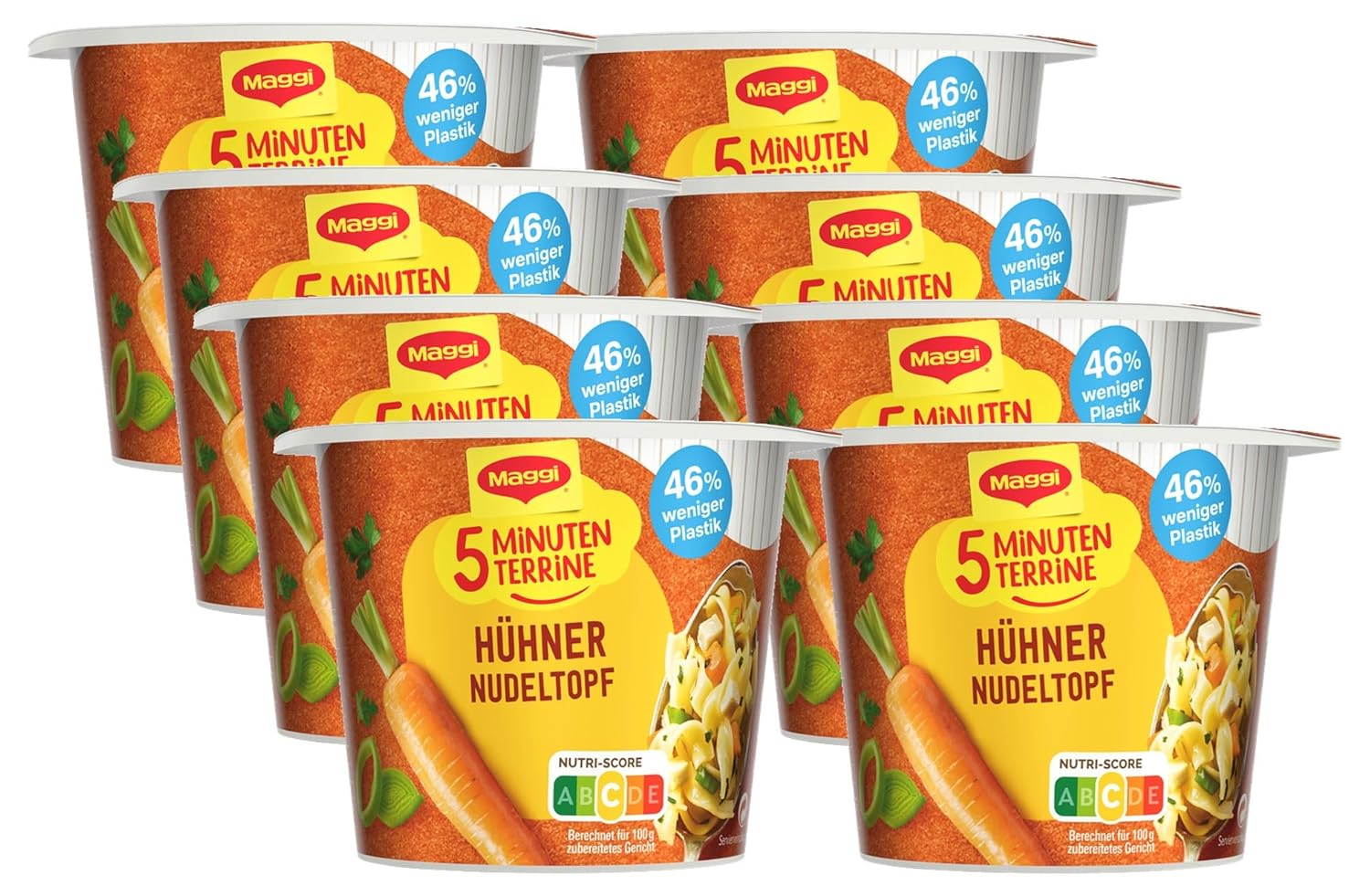 Detalle de Maggi 5 Minuten Terrine Hühner Nudeltopf – 8er Pack (8 x 41g)