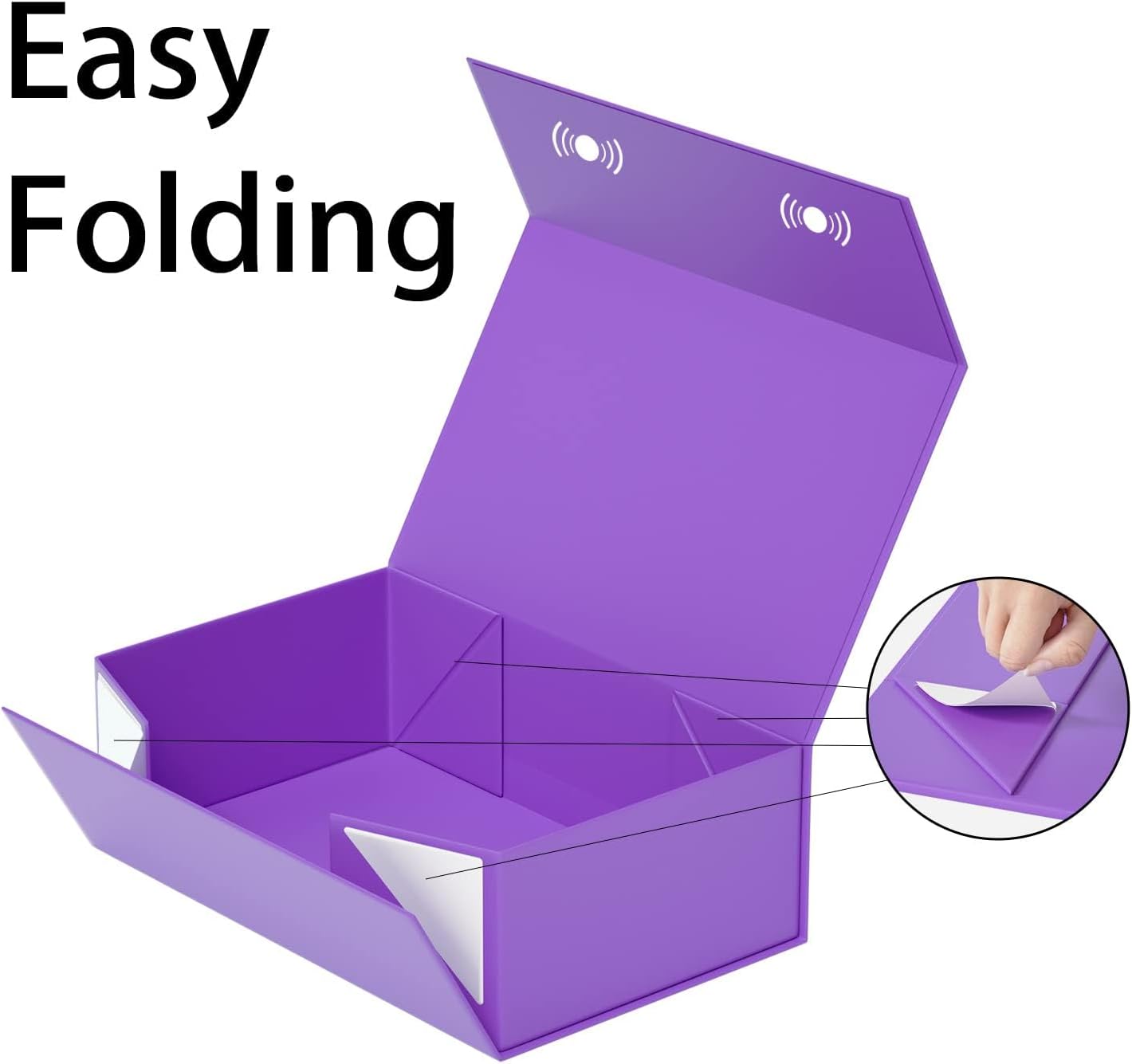 Thumbnail 1 de 2er Pack Geschenkboxen mit magnetischem Verschluss (30x15x10 cm), klappbar, lila