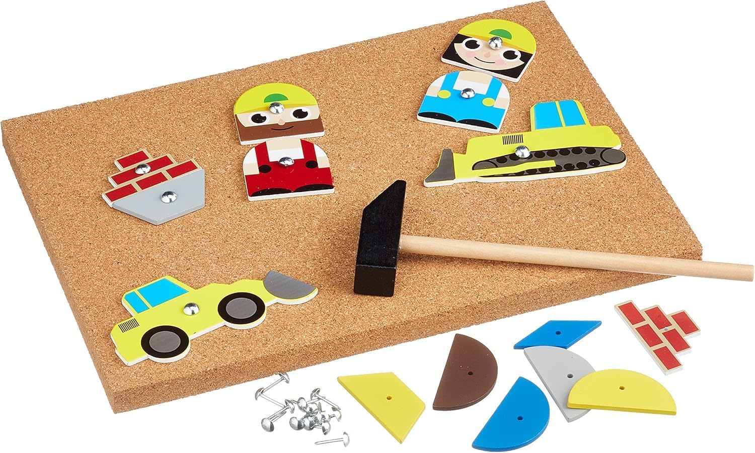Thumbnail 6 de Lena 65828 Hammerspiel – Nagelspiel mit 64 bunten Plättchen, Korkplatte 28 × 19,5 cm