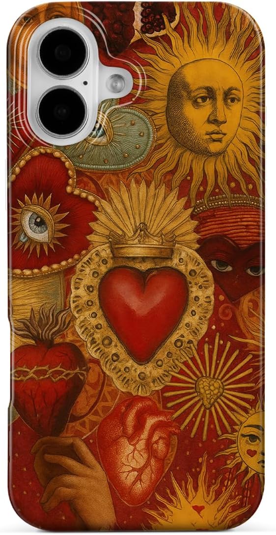 Detalle de GEQCDBN iPhone 17 Case, Red Sacred Heart Slim TPU Cover with Raised Edges