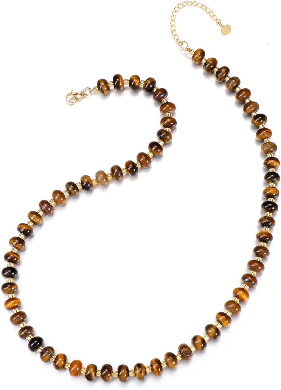 Detalle de JSDDE Healing Crystal Tiger Eye Necklace 20.5in