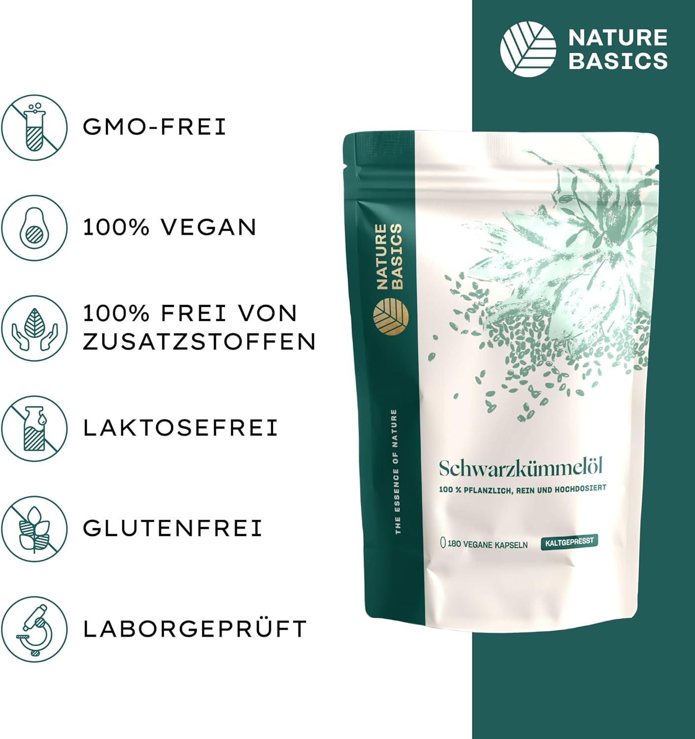 Thumbnail 2 de Schwarzkümmelöl (180 vegane Kapseln) – 500 mg Öl & 250 mg Linolsäure pro Kapsel