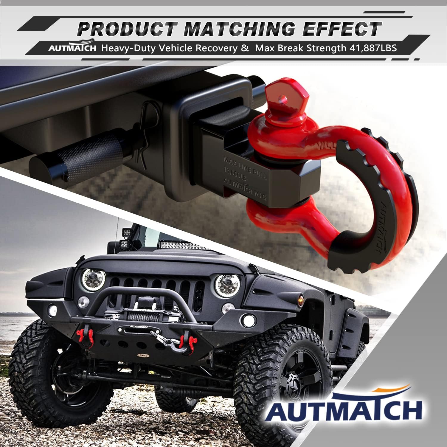 Thumbnail 6 de AUTMATCH D Ring Shackle 3/4" 41,887 lbs Tow Recovery