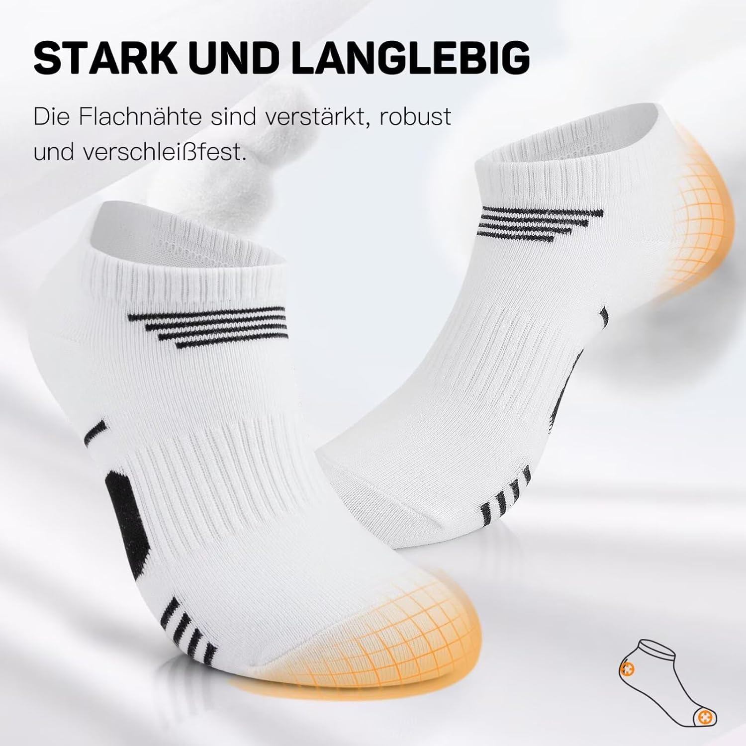 Detalle de NUOZA 10 Paar Sneaker Socken Herren Damen – kurze Baumwoll-Sportsocken, atmungsaktiv, Größe 35–50