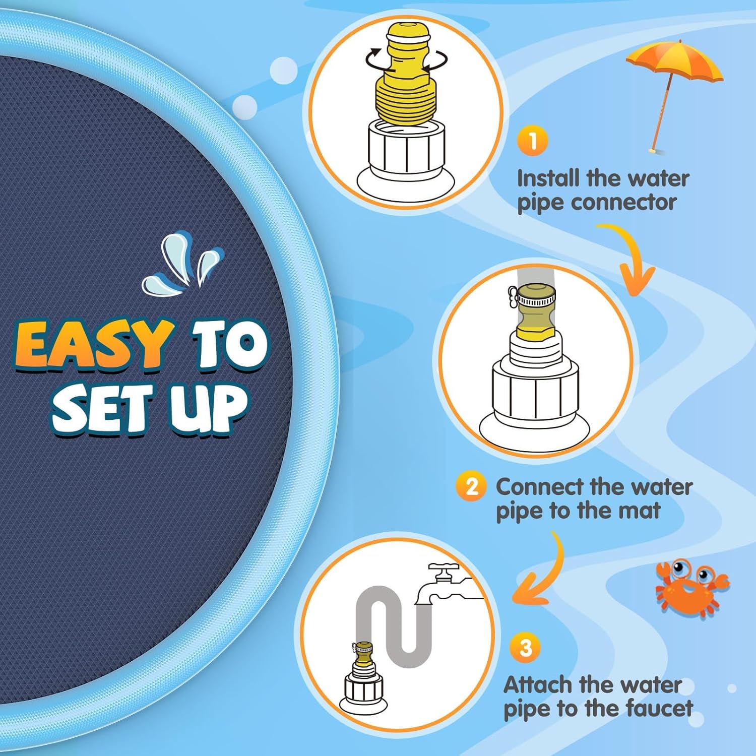 Thumbnail 4 de Tosekry Splash Pad für Kinder & Hunde (200 cm) mit Antirutschfunktion – Outdoor-Wassersprinkler fürs Planschvergnügen