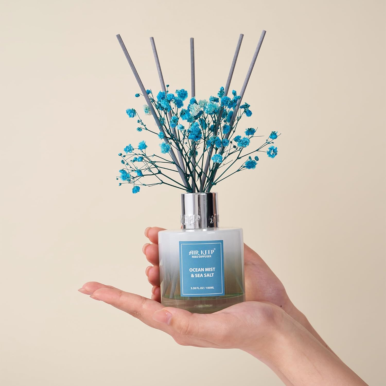 Detalle de Airkeep Diffuseur de Parfum Ocean Mist & Sea Salt – 100 ml, 8 bâtonnets