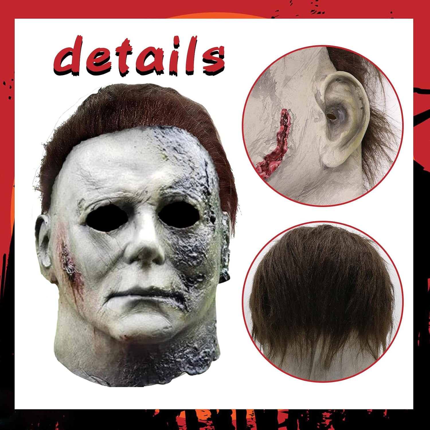 Detalle de CSUJEE Michael Myers Mask, Natural Latex Horror Cosplay for Halloween Parties