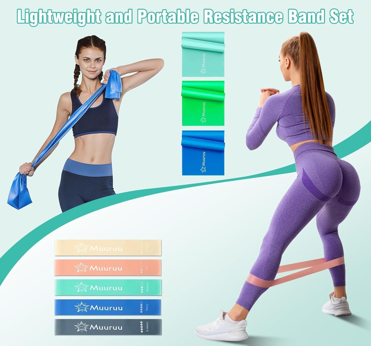 Detalle de Muuruu Pilates Equipment Kit for Home Workout (14" Magic Circle + Ball, Ring, Bands, Weights & Accessories)