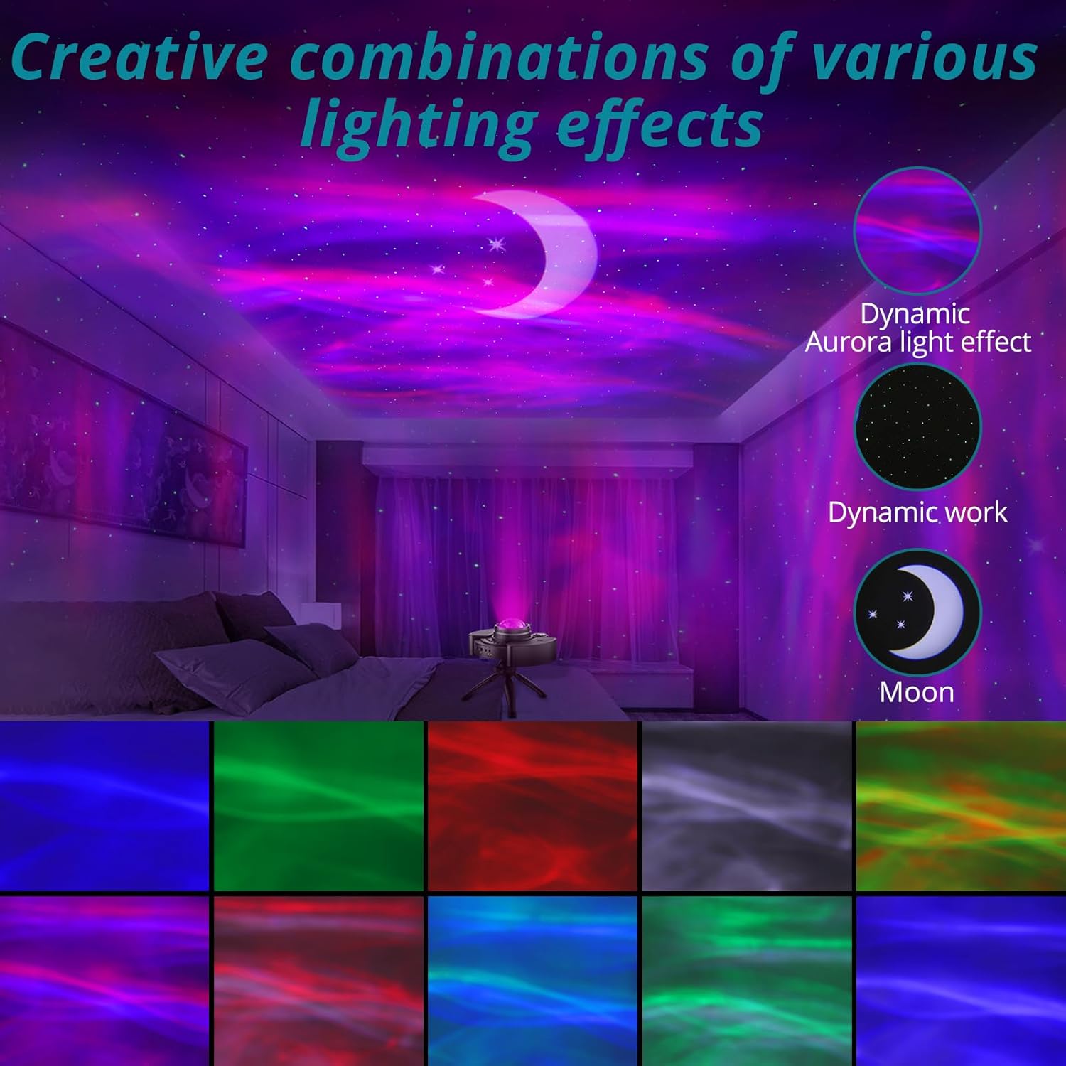 Thumbnail 6 de YGiTK Northern Galaxy Lights Projector night light with timer, remote control, adjustable 360° swivel and speaker