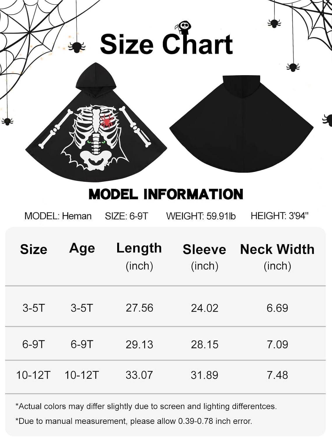 Detalle 2 de Hovershoes Kids Halloween Cape Glow in the Dark (3-12Y) – Comfortable Luminous Costume Cloak for Trick or Treat