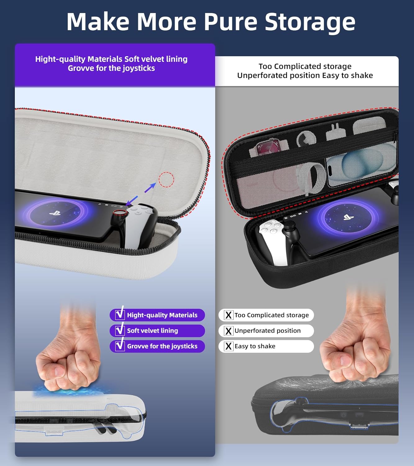 Detalle de QUAGGY 3-in-1 Accessoris Kit for PlayStation Portal – EVA carry case with silicone cover, stand, and screen protectors