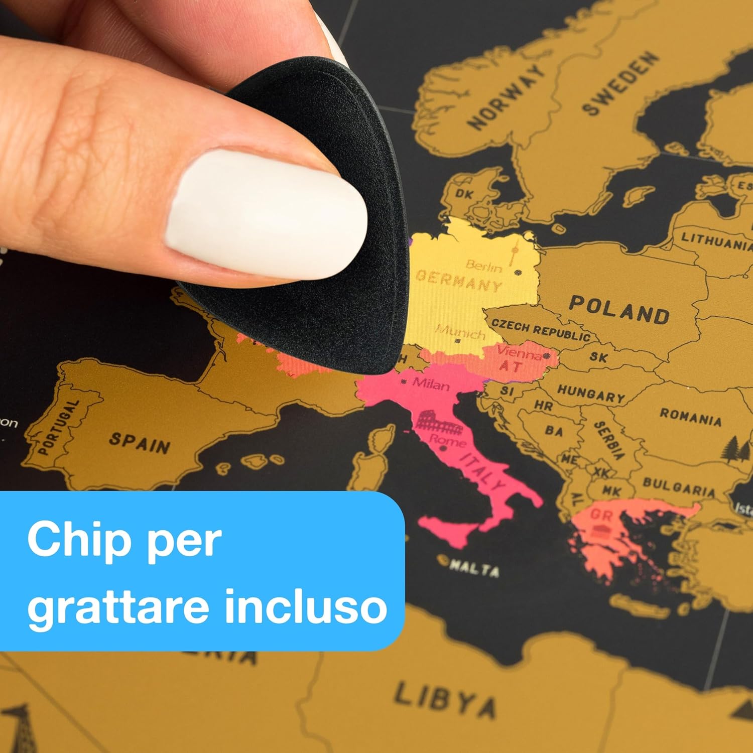 Thumbnail 1 de envami Mappa del Mondo da Grattare - Oro 68 x 43 cm