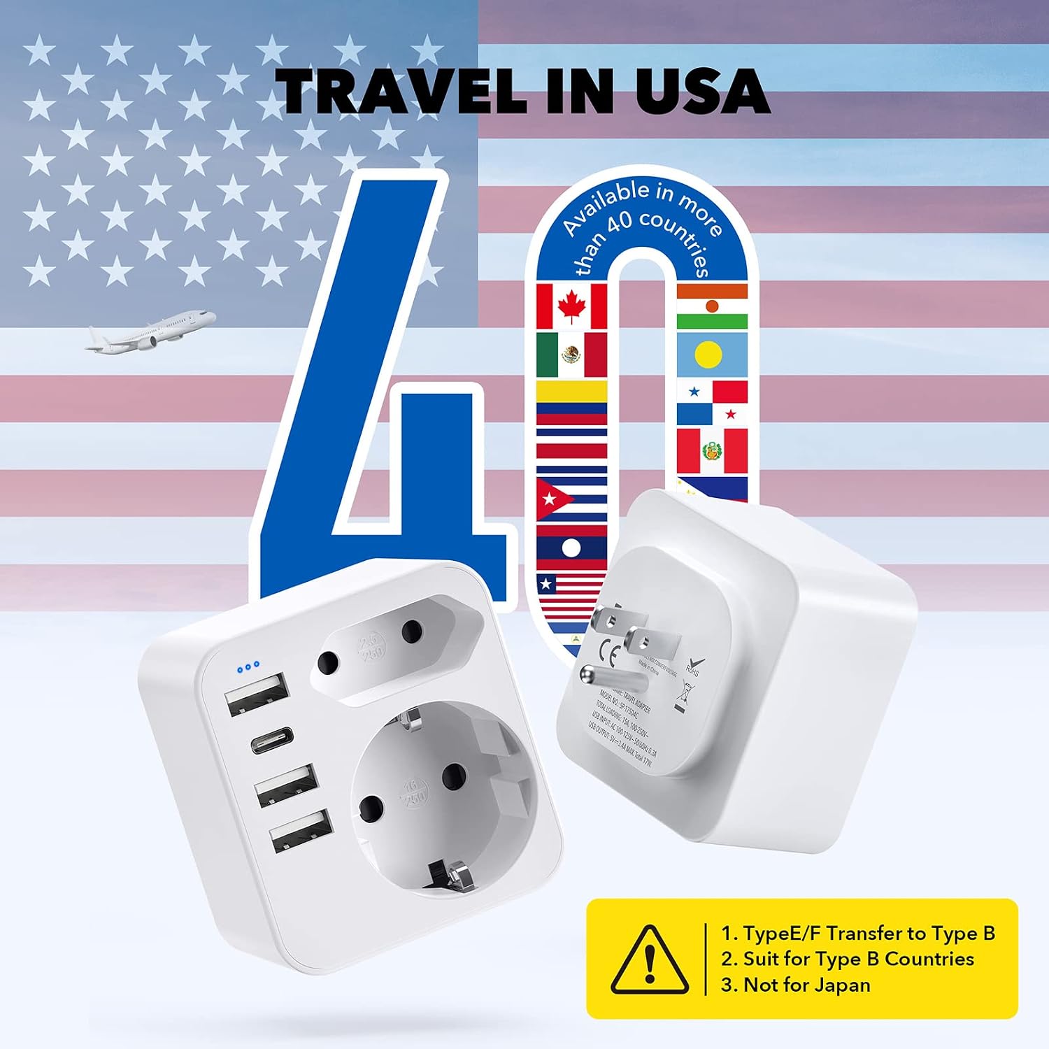 Detalle 1 de 6-in-1 USA Reiseadapter