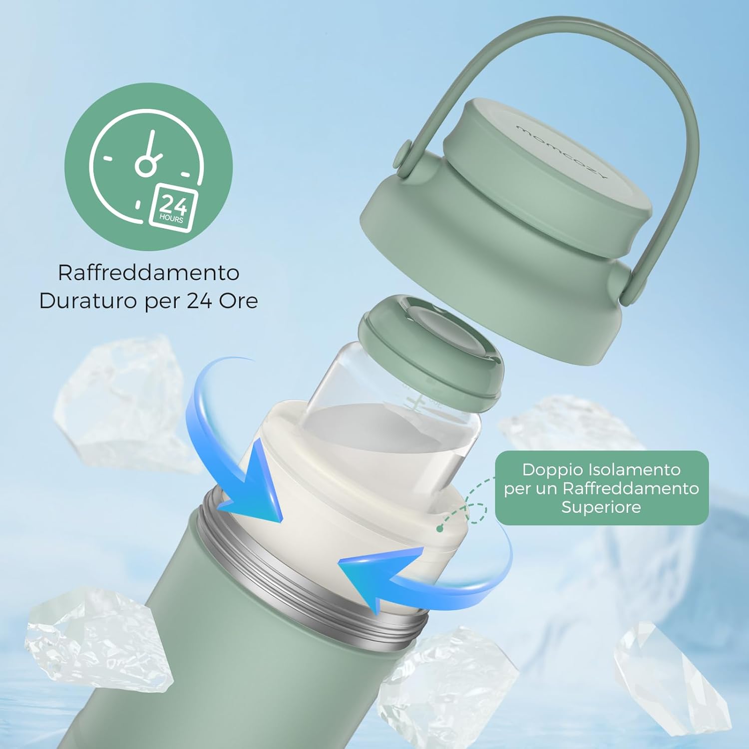 Thumbnail 2 de Momcozy Refrigeratore portatile per latte materno 650 ml – raffreddamento 360° per esterni
