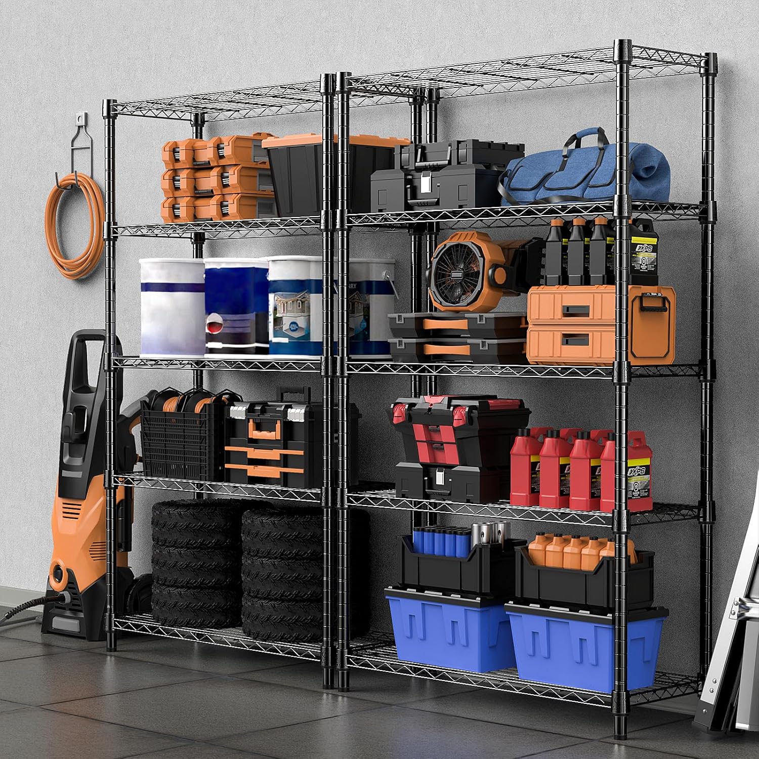 Thumbnail 6 de M MZG 1250 lbs 5-Tier Steel Storage Shelving Unit (13.7"D x 23.6"W x 62.4"H) Wire Rack Organizer