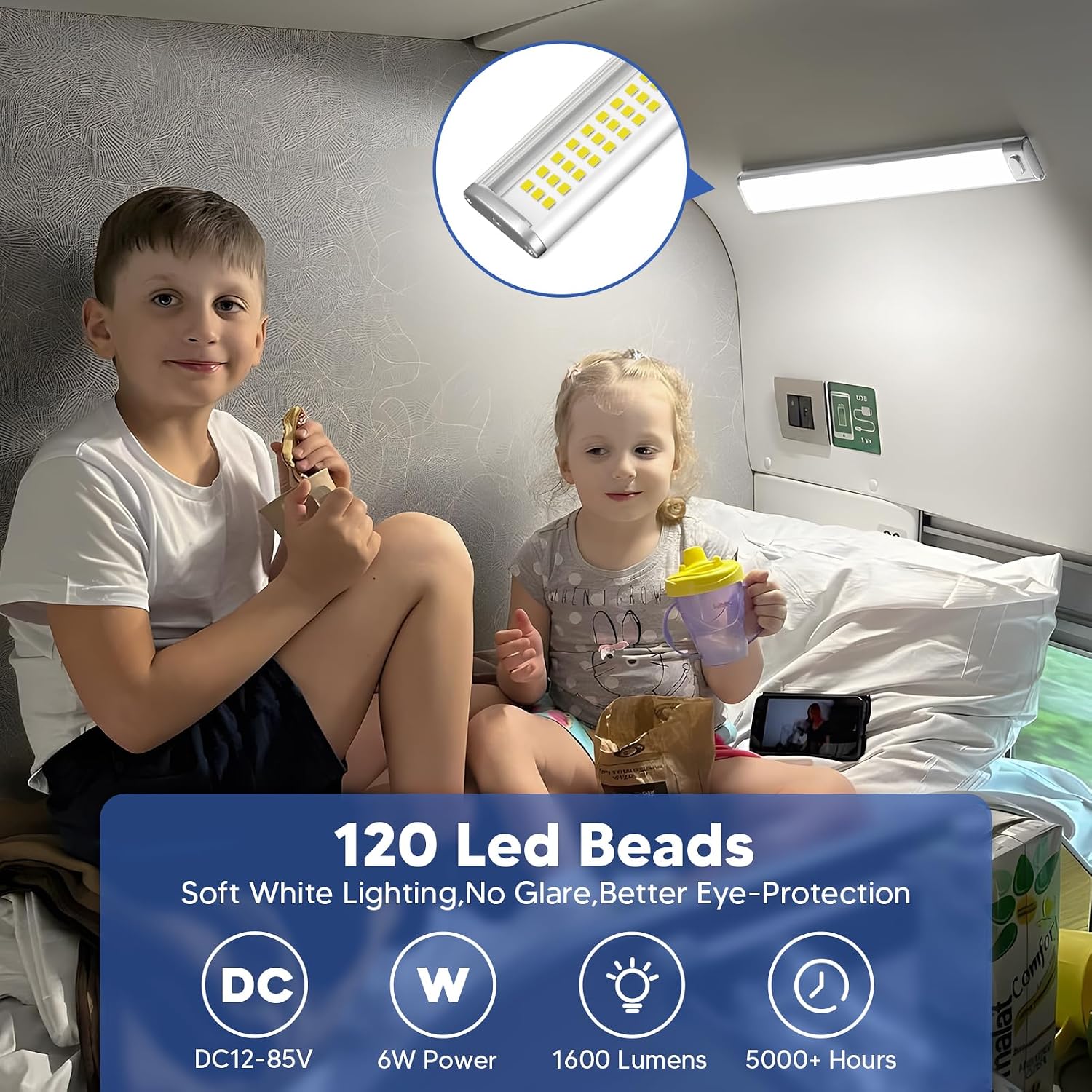 Thumbnail 1 de Kriogor 2-Pack 12V Interior LED Lights – 30cm, 120 LEDs with On/Off Switch