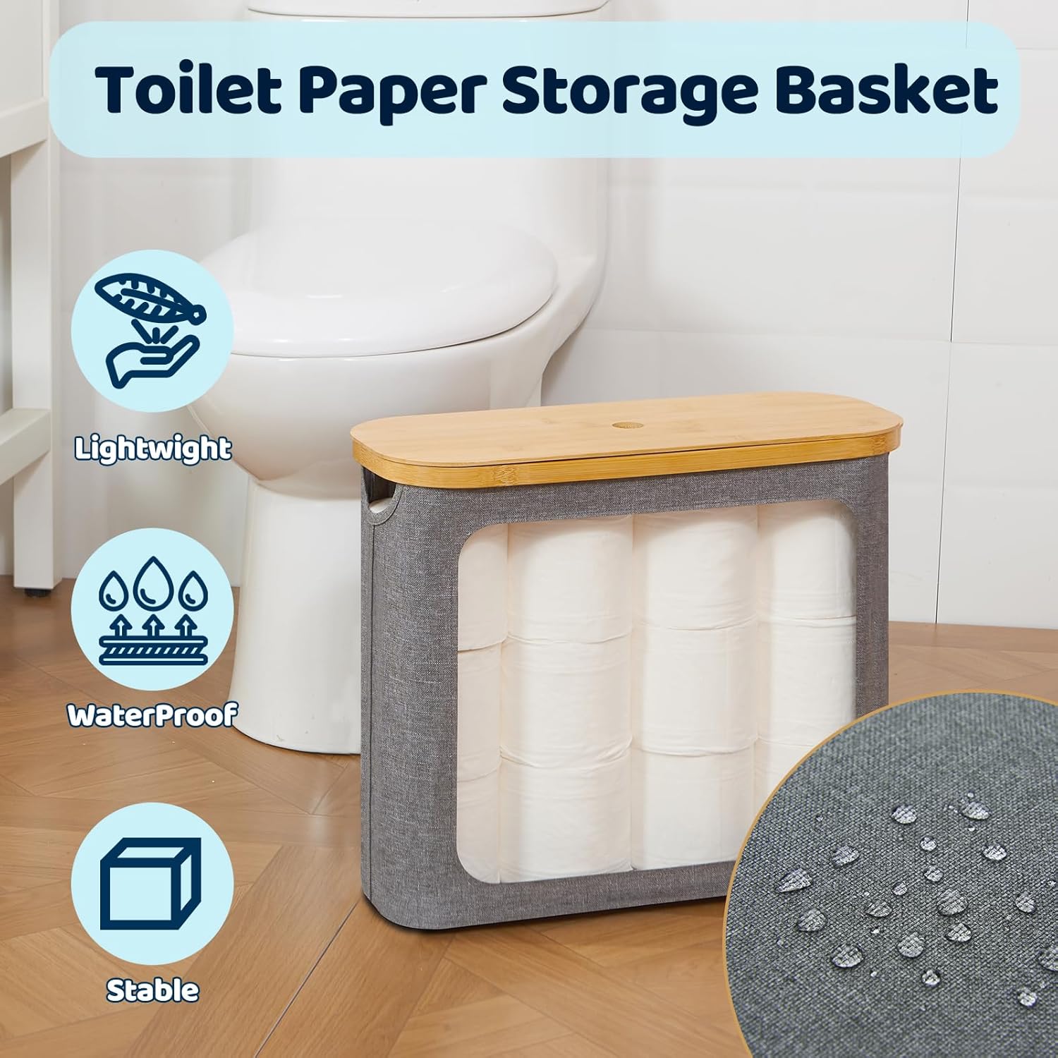 Detalle 2 de ROSOS Toilet Paper Storage Basket 12 Rolls