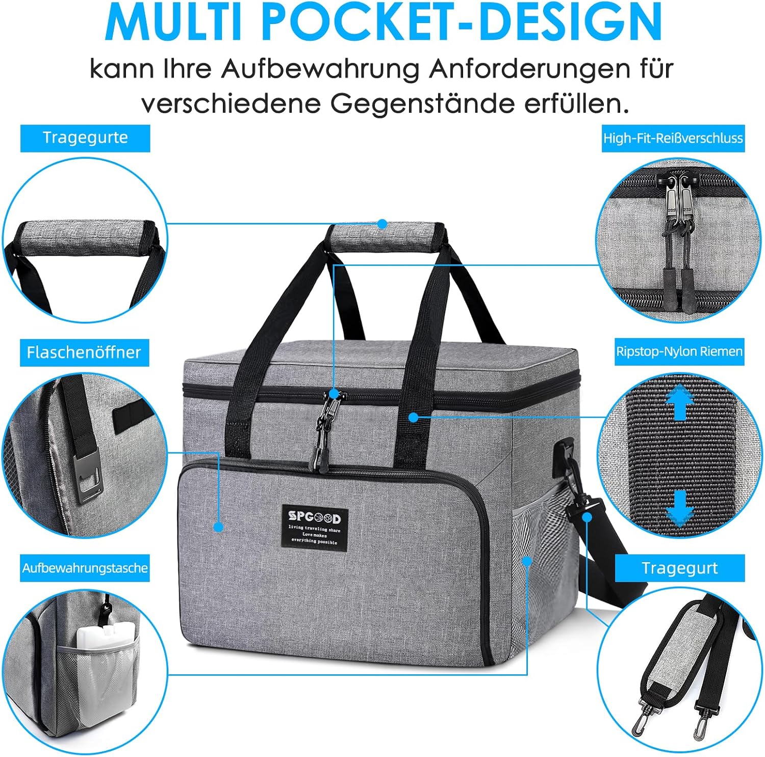 Thumbnail 1 de SPGOOD Kühltasche 40L – isoliert, faltbar, vielseitig für Picknick, Strand und Camping